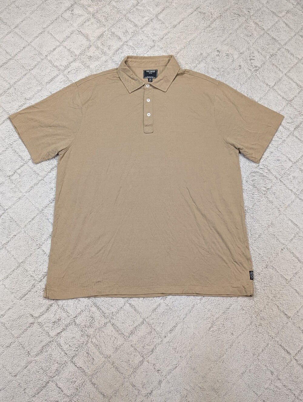 Todd Snyder Shirt Mens XXL Beige Baja Dunes Polo Cotton Pique Stretch SS Casual